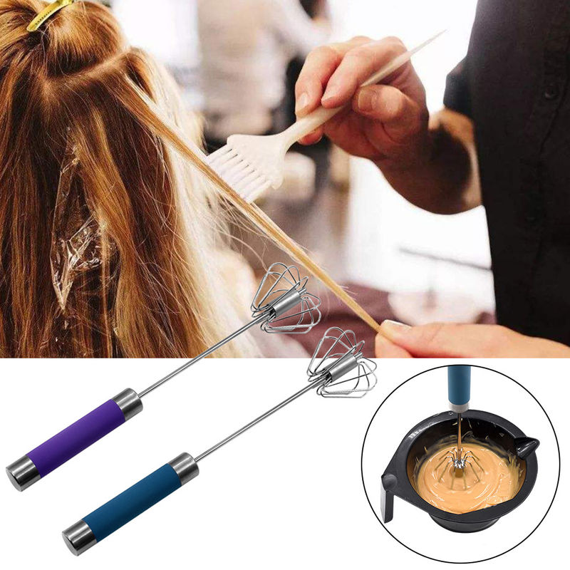 Semi Automatic Hair Dye Accessories , Push Down Mixer Whisk Stainless Steel Material